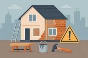 Home renovation project with safety checklist and inspection tools for passing safety standards