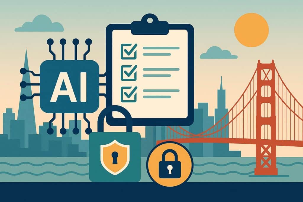 AI data security checks infographic for sensitive information in San Francisco technology sector