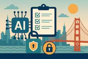 AI data security checks infographic for sensitive information in San Francisco technology sector
