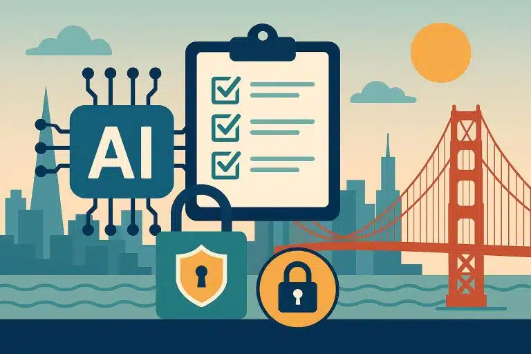 AI data security checks infographic for sensitive information in San Francisco technology sector