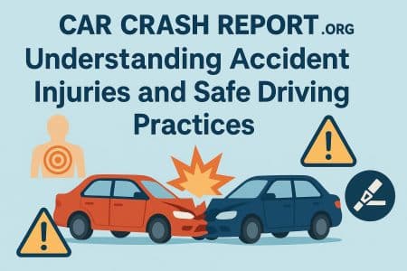 Car Crash Report Org: Understanding Accident Injuries and Safe Driving Practices Damaged car after collision on road, illustrating accident injuries and safe driving awareness