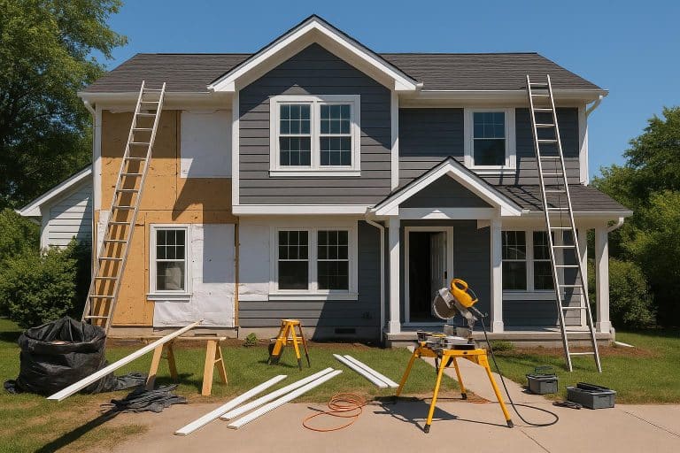 Modern home with new siding, fresh paint, landscaped yard, and updated exterior features