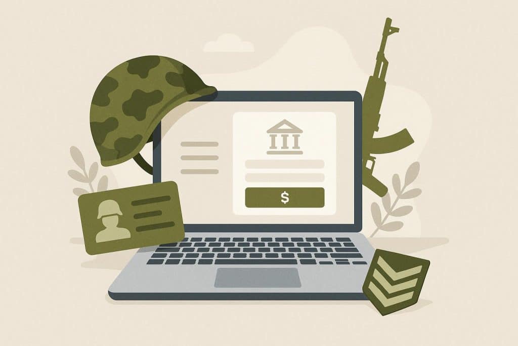 Online Defence Salary Account setup process for military personnel with secure banking graphics
