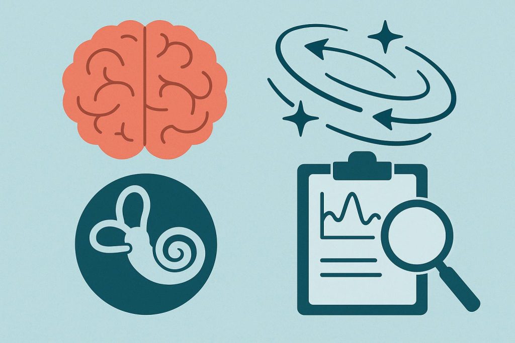 Finding the Cause of Dizziness and Vertigo Illustration of inner ear anatomy highlighting causes of dizziness and vertigo symptoms